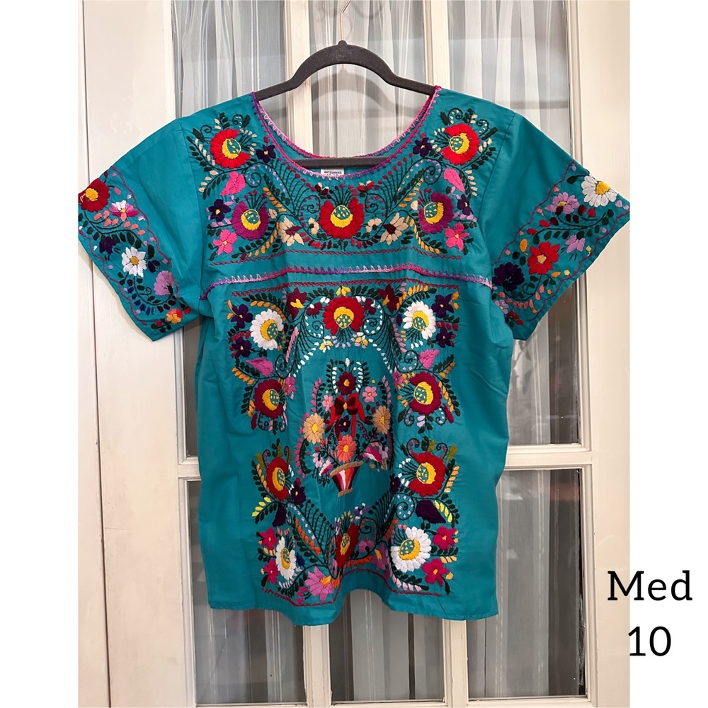 Mexican Boho Embroidered “Hippie” Top M